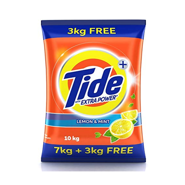 Tide Plus Extra Power Detergent Washing Powder - 7 kg (Lemon and Mint) with Free Detergent Powder - 3 kg